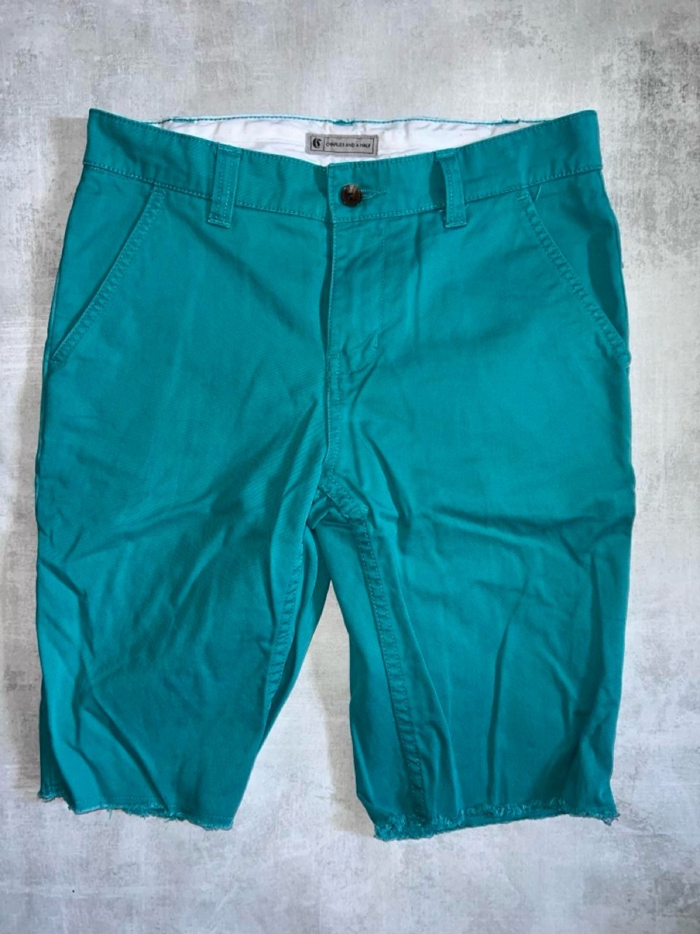Men's Teal Flat Front Chino Shorts by Charles And A Half